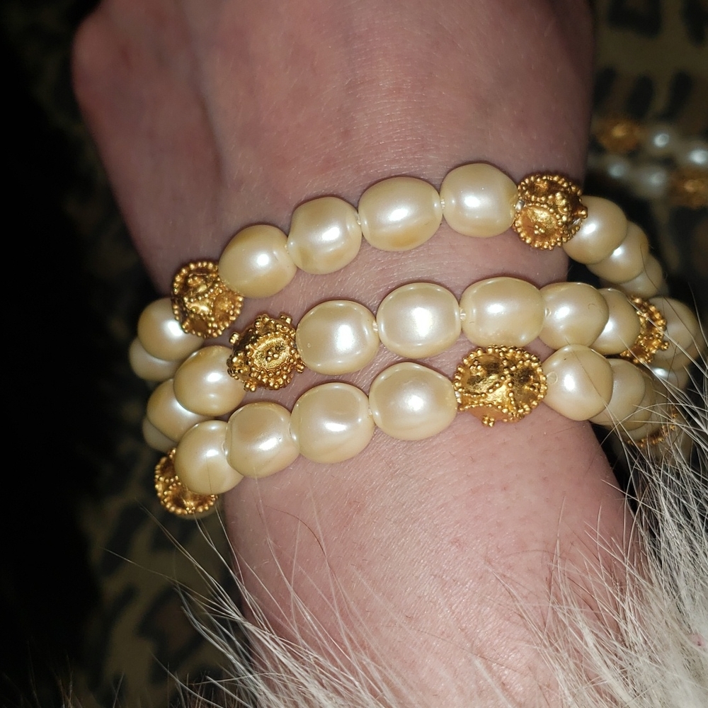 Vintage Mary McFadden 1988 gold plated necklace and bracelet - Picture 6 of 12
